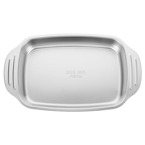 Toyvian Silver Cooking Tray for Serving Food Stainless Steel Roaster Pan 1Pcs