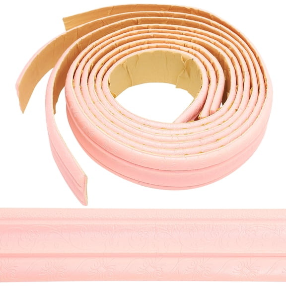 Toyvian Flexible Molding Trim Wallpaper Border Wall Edging Strip PVC Pink 3 Rolls