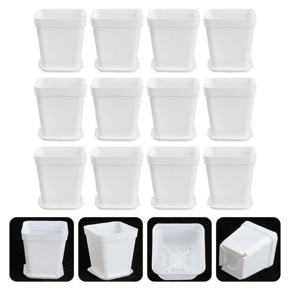 Toyvian Set of 12 White Plastic Flower Pots with Drainage Holes for Indoor and Outdoor Planting
