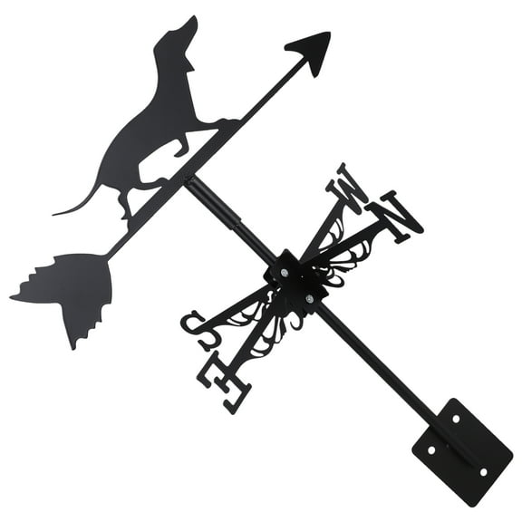 Toyvian Outdoor Garden Black Metal Dog Weather Vane Roof Mount Wind Direction Sign