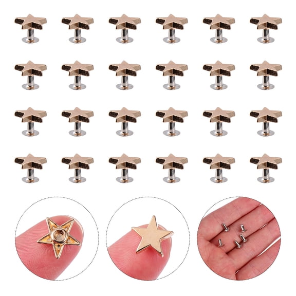 Toyvian 100 Pcs Alloy Star Rivets Flat for Clothing, Shoes, Bags, Accessories Decoration