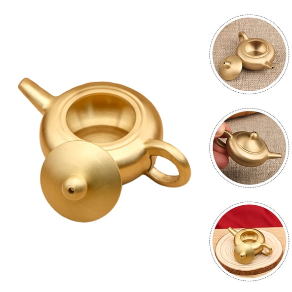 Toyvian Golden Teapot Collectible Decorative Piece for Traditional Home Decor, 1 PCS Elegant Design