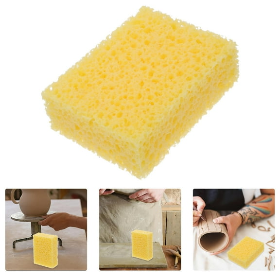 Toyvian Yellow Rectangle Sponge for Painting Pottery Ceramics and Craft Cleaning
