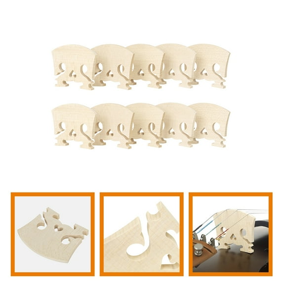 Toyvian 10Pcs Precision Maple Wood Violin Bridge Beige for Instrument Replacement and Recording
