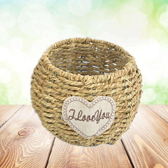 Toyvian Round Wicker Storage Basket Rattan Vase for Flowers Outdoor Homeowners 1Set
