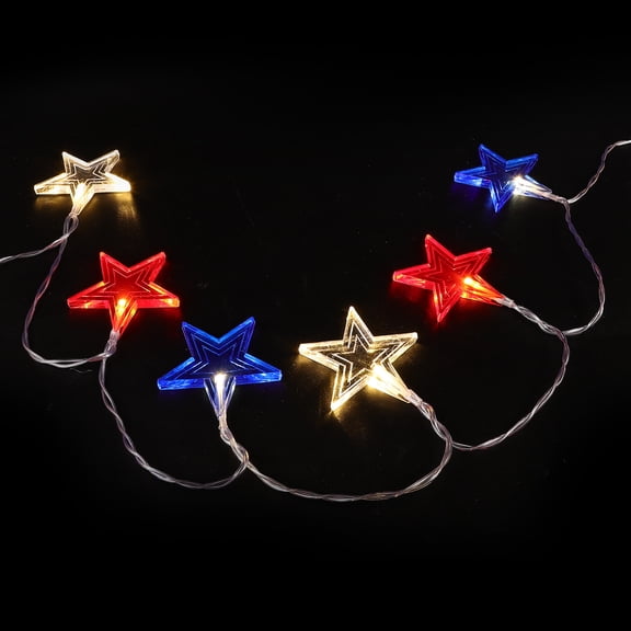 Toyvian Patriotic ng Lights Battery Operated Star Shaped Decorative Lamp for July 4Th