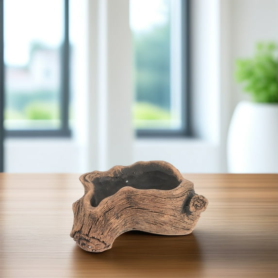 Toyvian Decorative Cement Planter Pot with Tree Stump Design for Balcony, Office, Indoor and Outdoor Use