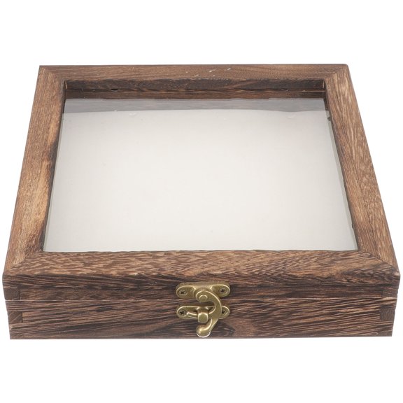 Toyvian Portable Coffee Wood Display Case Multifunctional Specimen Storage Box