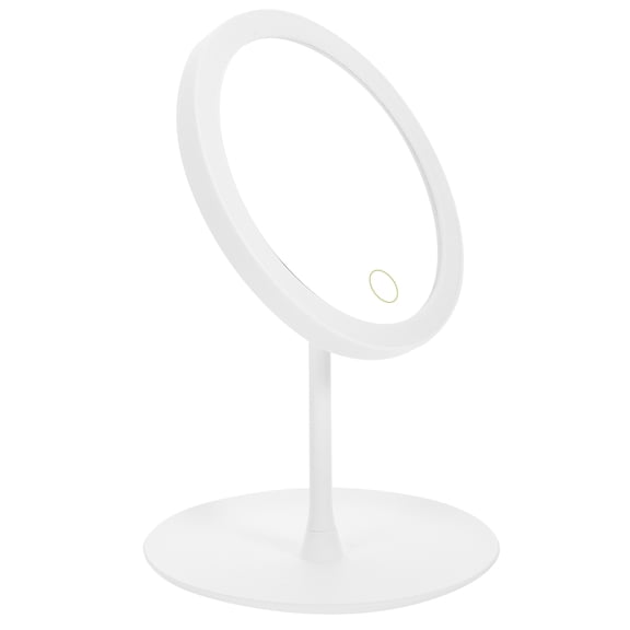 Toyvian LED Smart Makeup Mirror with 360 Degree Adjustable White Frame USB Rechargeable for Home