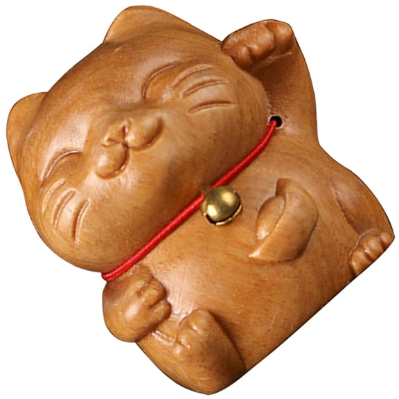 Toyvian Brown Plastic Lucky Cat Statue for Home Decoration, Lightweight Vivid Cat Figurine, 3.5 Inch