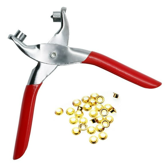 Toyvian Red Belt Puncher with Heavy Duty Hole Punch Tool and Eyelet Setter