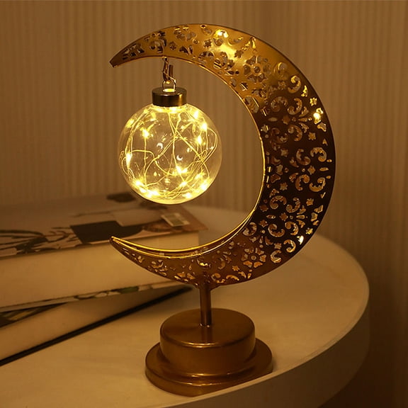 Toyvian Vintage Golden Metal Desk Lamp with LED Copper Wire Light for Home Atmosphere