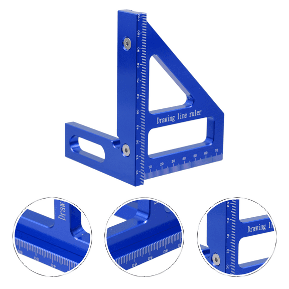 Toyvian Lightweight Aluminum Right Angle Ruler 45 90 Degree Triangle for Woodworking