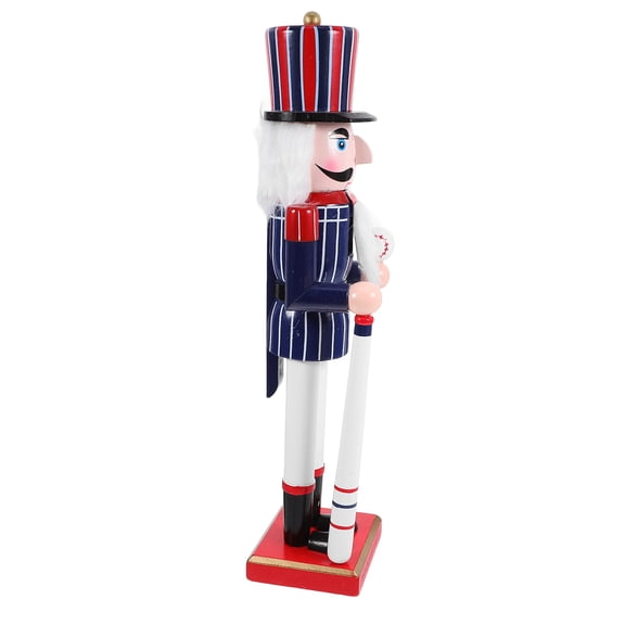 Toyvian Wooden Nutcracker with Baseball Design, Sports Style Holiday Decoration for Festive Home and Office