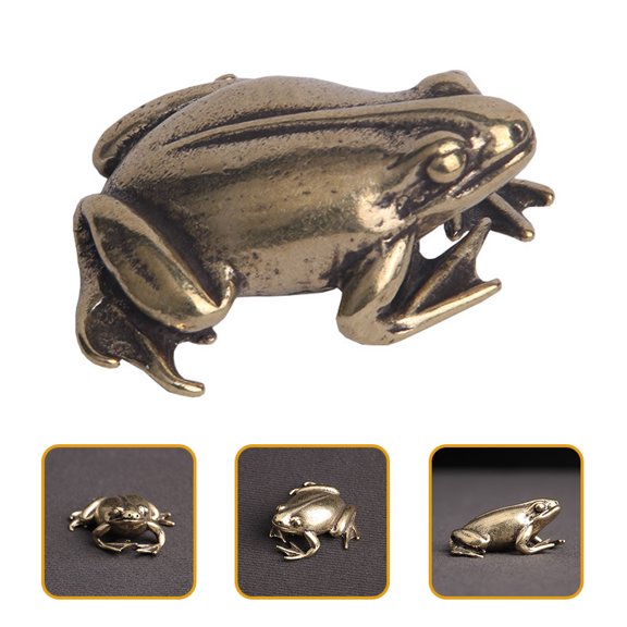 Toyvian Mini Copper Frog Figurine Statue, Decorative Collectible in Assorted Colors, 1 Piece Small Animal Ornament