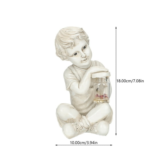 Toyvian Realistic Texture Resin Kid Sculpture 1Pcs 7.1x3.9in Garden Decoration for Outdoor Statues