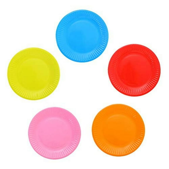 Toyvian Paper Plate, Paper Cake Plates Assorted Colored Disposable Plates for Birthday Party - 100pcs