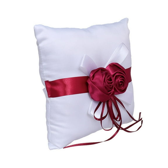Toyvian Wedding Decor Cushions Ring Cushion Red Cloth Decoration Couples 1Set