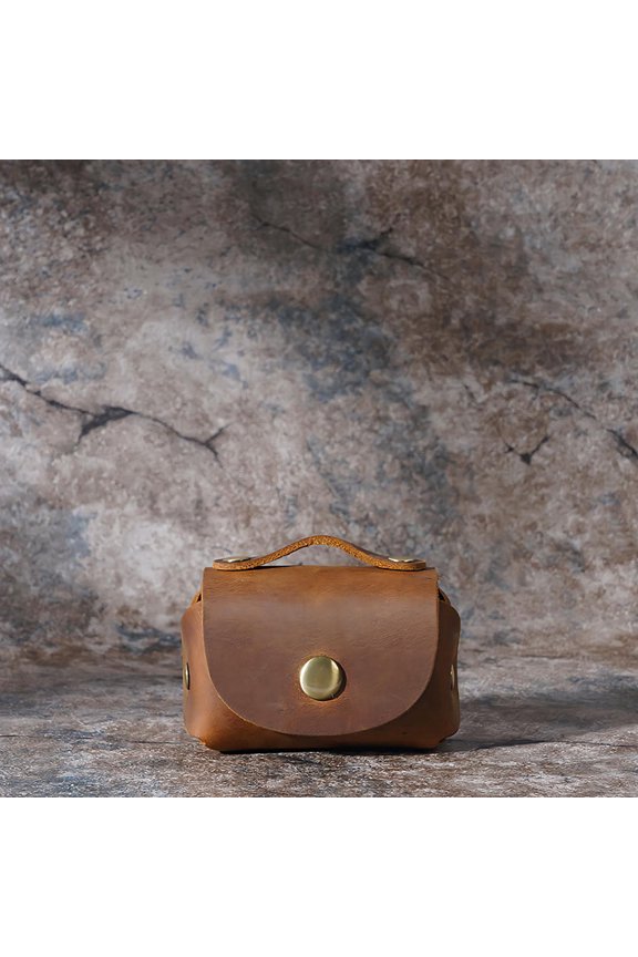 Practical Brown Portable Key Organizer Bag for Car Keys and Coins