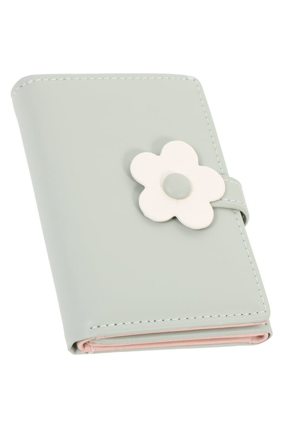 Woman Wallet Folded Nylon Thread Card Holder Coin Purse Light Green 1Pack