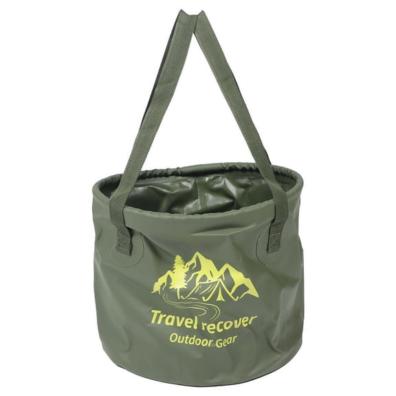 Toyvian Green PVC Folding Bucket Stays Upright Foldable Outdoor Water Container for Camping Use