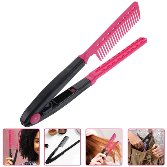 Toyvian V Shaped Plastic Hair Straightening Comb for Salon and Home Use