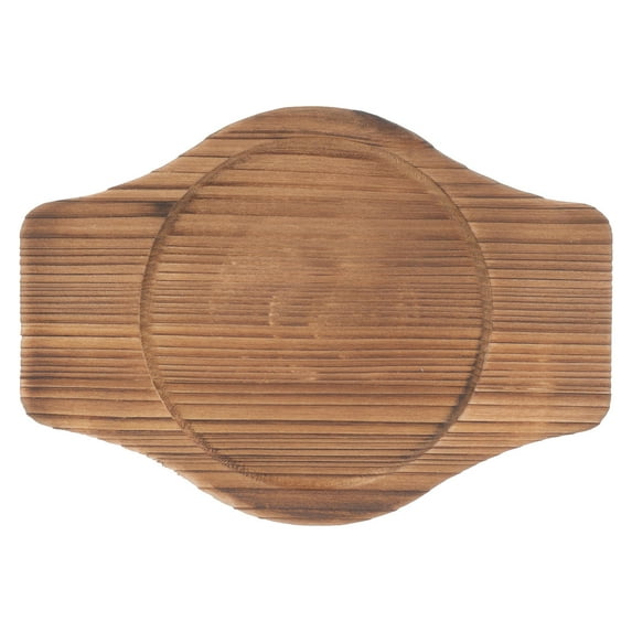 Toyvian Brown Wooden Casserole Pot Holder Tray with Thickened Base and Side Handles for Home Kitchen Use