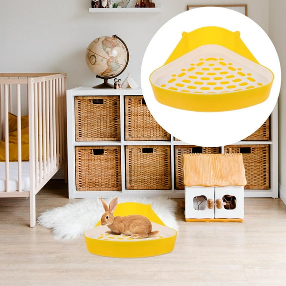 Toyvian Protect Floors Rabbit Corner Litter Pan White Abs 1Pack 9.6X7.3In