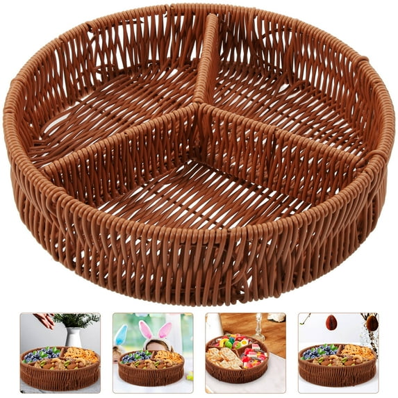 Toyvian Brown Divided Dry Fruit Storage Tray for Serving Snacks, Candy, Nuts, and Party Desserts Organizer