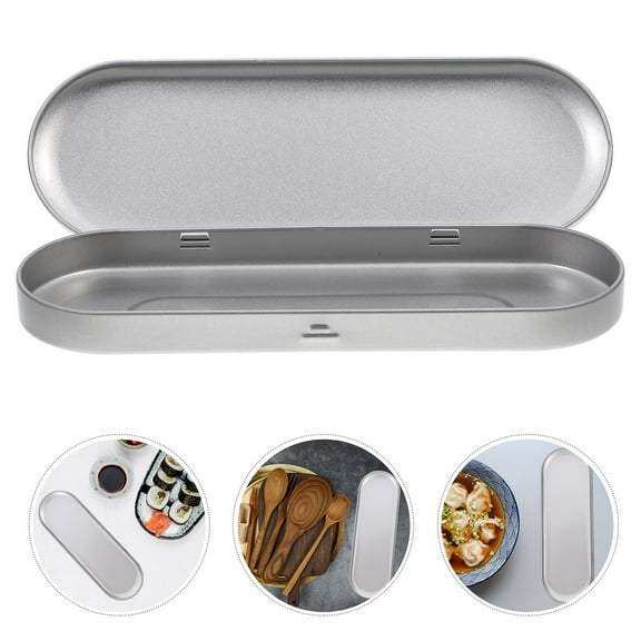 Toyvian Spoon Storage Box Cutlery Box Iron Portable Storage Adults Home Use 1Pack