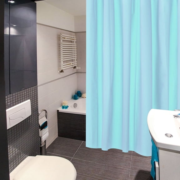 Toyvian Shower Curtain with Hooks Blue PEVA Waterproof for Dormitory Use 1Pack