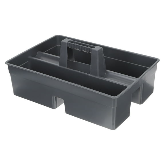 Toyvian Dark Grey Plastic Cleaning Toolbox with Handle, Home Organizer for Cleaning Supplies and Tools Storage