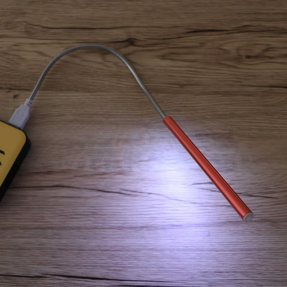 Toyvian USB Light with Red Metal Flexible Neck and 10 Leds for Desk and Bed Lighting Use