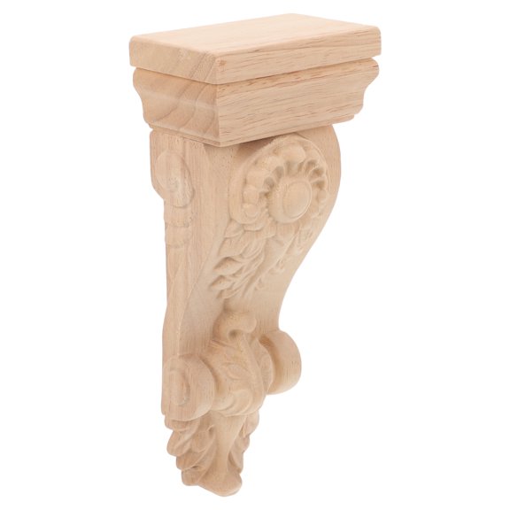 Toyvian Unpainted Khaki Wood Decorative Corbels Carved Applique, 1 Set for Homeowners, Stylish Home Decor Accents
