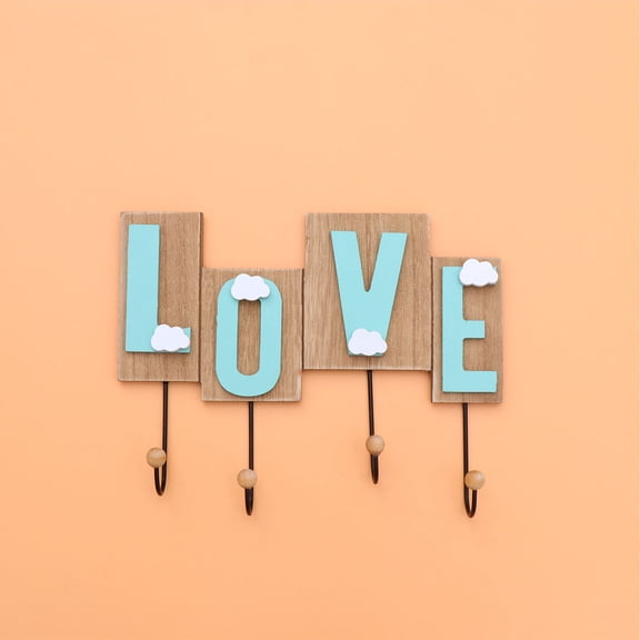 Toyvian Wood Hooks with Love Design Sturdy Home Hook for Clothes Hat in Assorted Colors