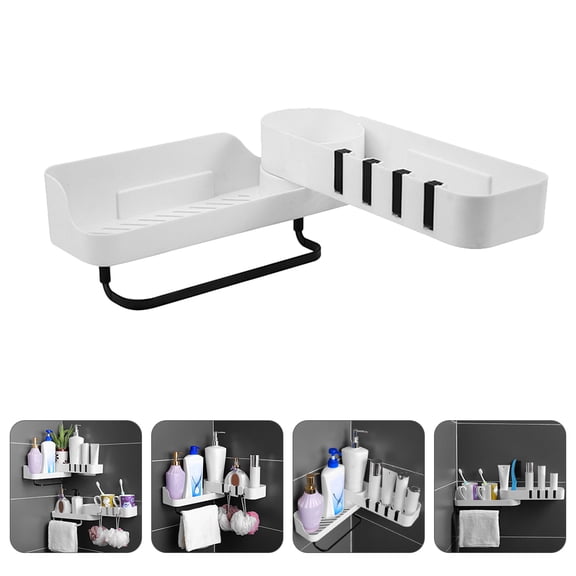 Toyvian White Plastic Rotating Wall-Mounted Storage Shelf for Kitchen and Home Organization, Space-Saving Organizer