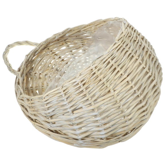 Toyvian 1Set Wall Woven Hanging Basket Dark Grey Wicker Storage Holder Homeowners