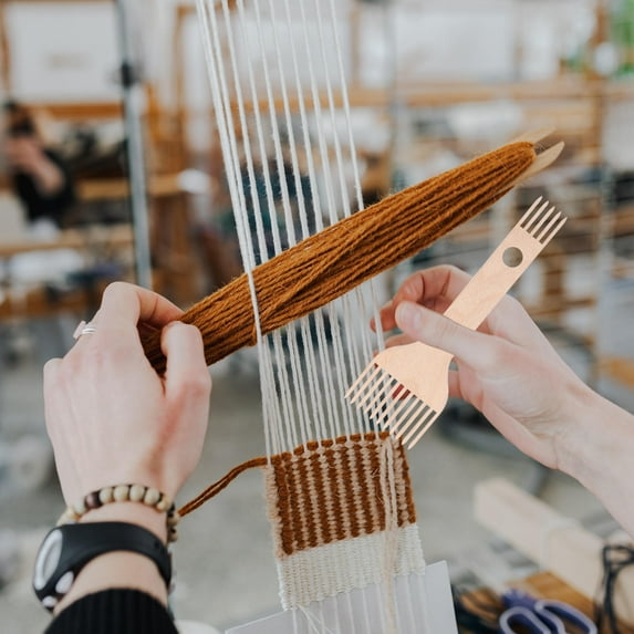 Toyvian Wood Weaving Tool Set in Beige for Beginners, Knitting and Craft Projects, Easy-to-Use Weaving Kit