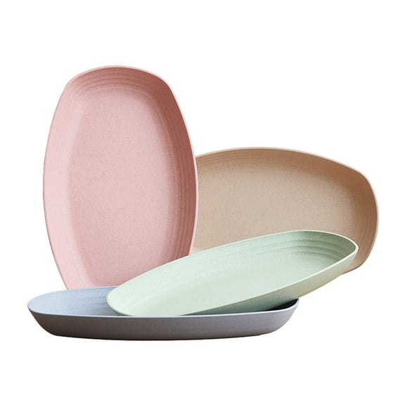 Toyvian Wheat Straw Fish Platter Assorted Color Non-Splintering Sturdy for Food