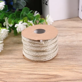 Toyvian Natural White Jute Burlap Ribbon Twine for Crafting, Weaving, Home Decor and Projects