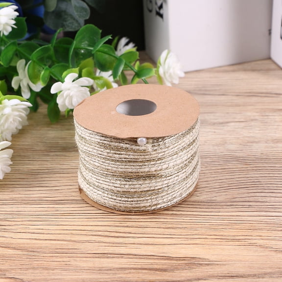 Toyvian Natural White Jute Burlap Ribbon Twine for Crafting, Weaving, Home Decor and Projects