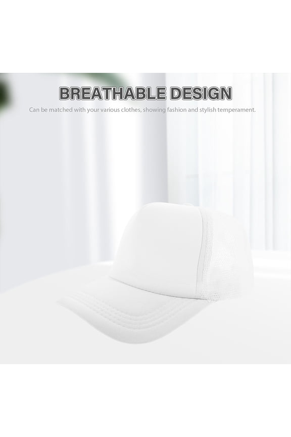 5-Pack White Blank Mesh Baseball Caps for Sublimation, Lightweight Polyester Hats Ideal for Daily Wear