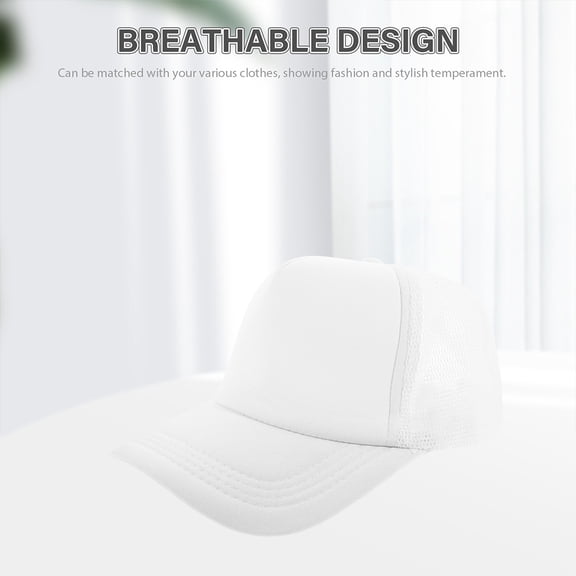 Toyvian 5-Pack White Blank Mesh Baseball Caps for Sublimation, Lightweight Polyester Hats Ideal for Daily Wear