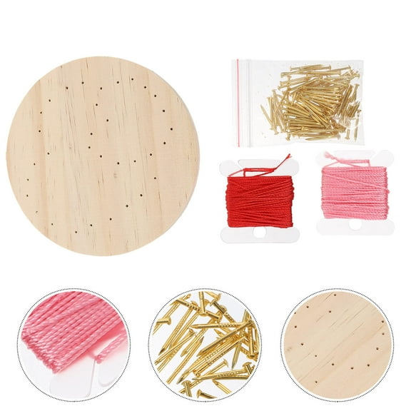 Toyvian Wood 3D Wire Winding Heart Nail String Painting Craft Pack for Kids 2pcs Yarn Twine Rope Materials