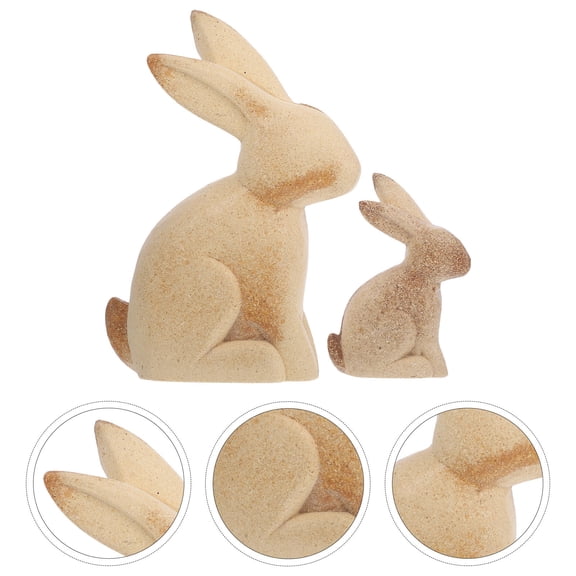 Toyvian 1 Pair Unfinished Wood Rabbit Figurines Beige Craft Rabbit Decor for DIY Enthusiasts
