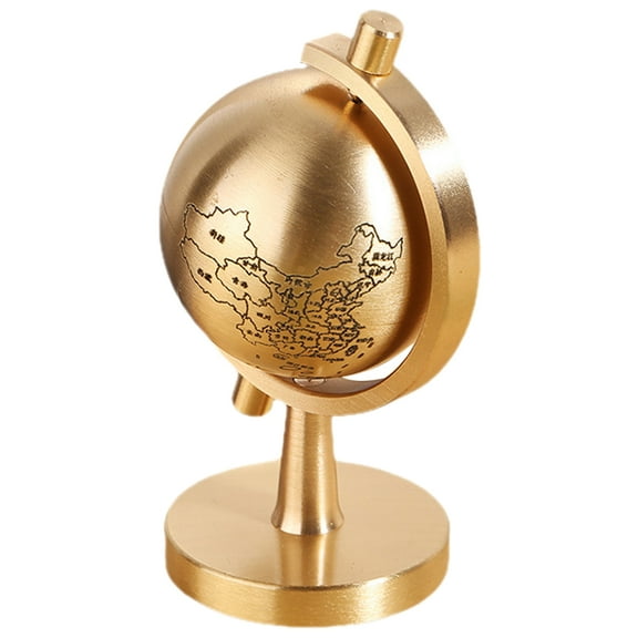 Toyvian Small Brass Rotating Globe with Base Decorative Desktop Globe for Home Office Tabletop