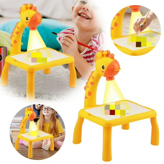 Toywjx Drawing Projector Table - Child Education Board Desk Set - Trace and Draw Toy with Light, Painting Birthday Gifts Playset_Boys_Girls(Yellow-1)