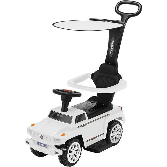 Toyz Toddler Push Car Stroller for Toddlers 1-5 with Safety Bars Sun Canopy White