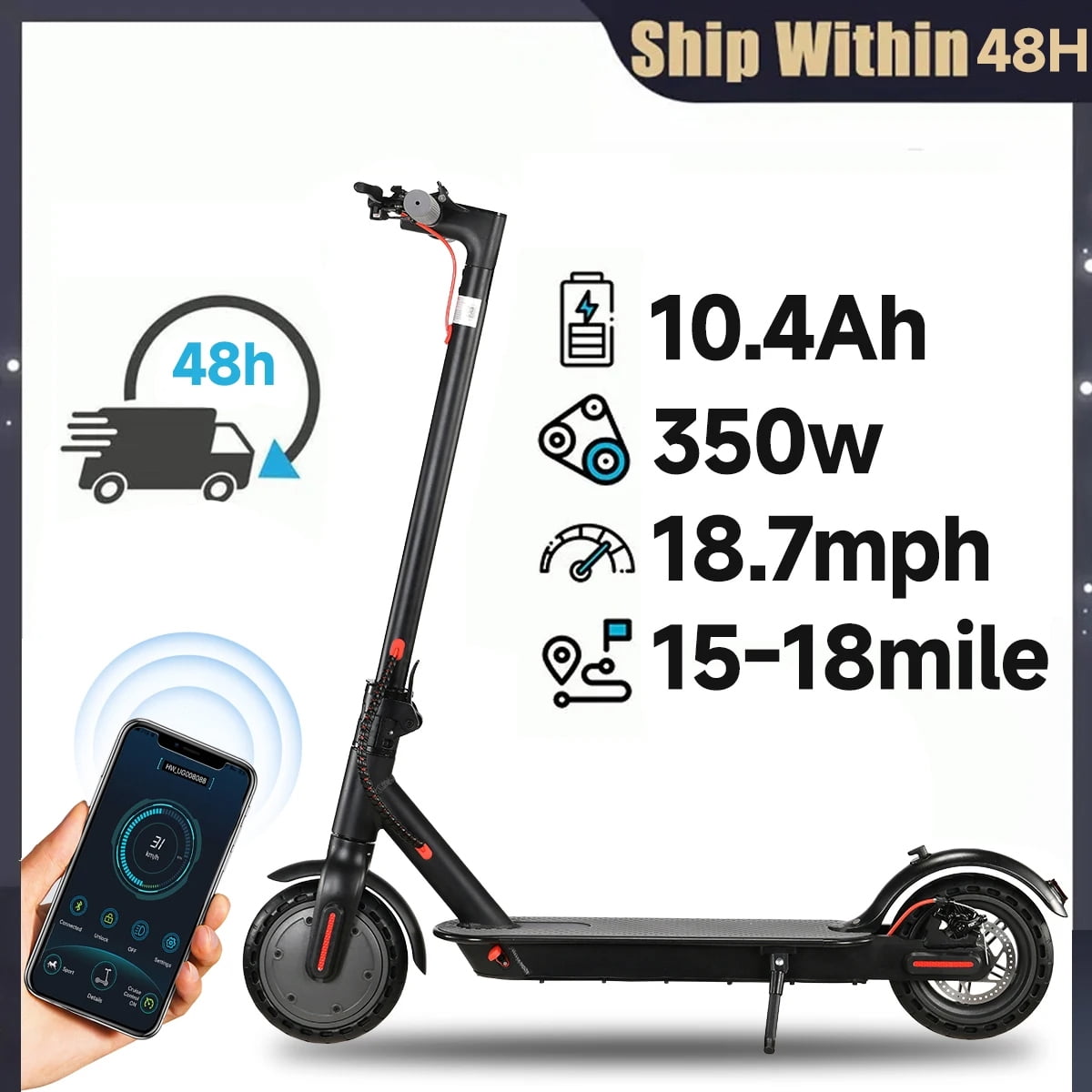 Toyzz M365 Adult Electric Scooter 36v 10.4ah Kick Scooter with APP