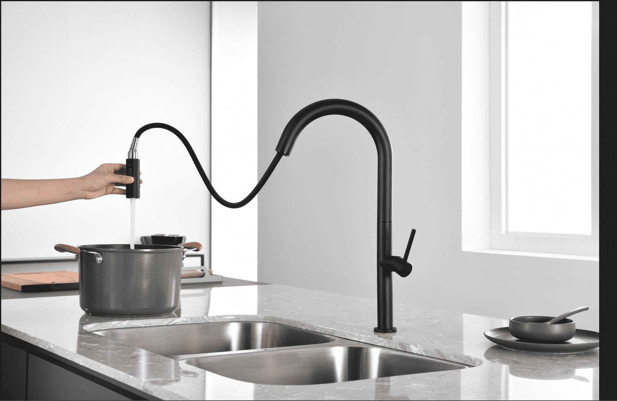 Tozelli Moderna (Matte Black) Modern Kitchen Faucet/ Brushed Finish